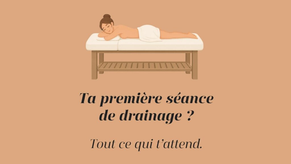 Illustration d'une femme détendue allongée sur une table de soin : ta première séance de drainage lymphatique, tout ce qui t'attend. PURE by Cindy, Machilly (74)